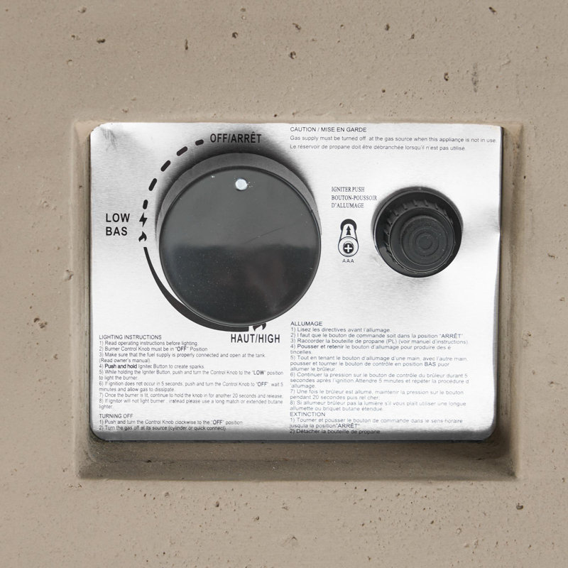 Foyer d'extérieur au propane en béton 40 po 40 000 BTU 40 po BTU (couvercle de réservoir non inclus), Gris clair