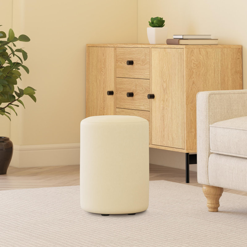 Faux Leather Round Stool Seating , Snow White