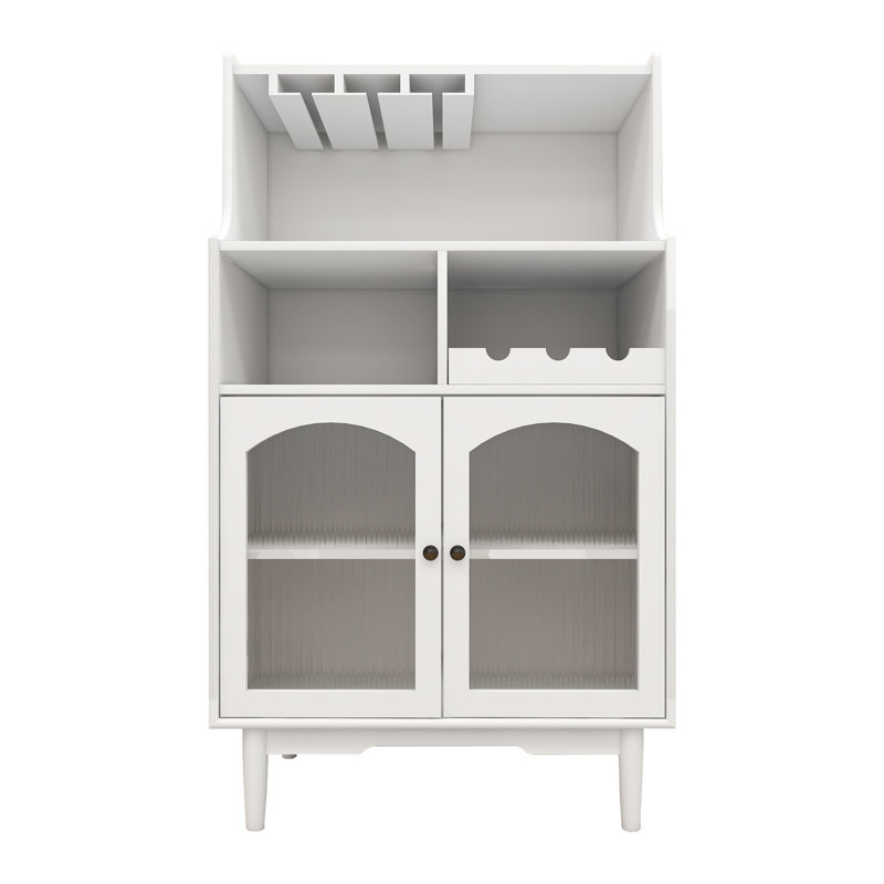 Armoire à vin avec tablettes ouvertes - Présentez vos collections en blanc pour le rangement des boissons Assemblage facile requis