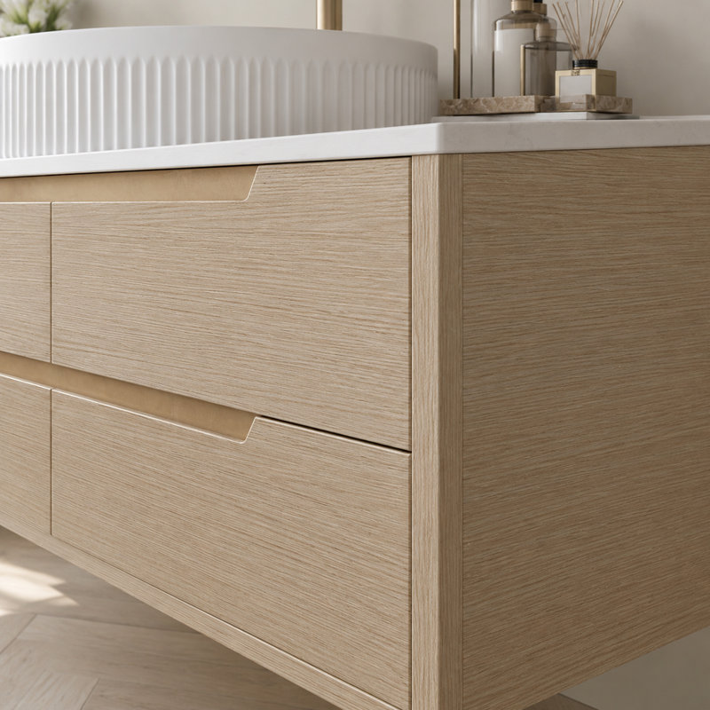 Meuble-lavabo de salle de bain autoportant ou mural de 92 cm (36,16 pouces) avec lavabo en céramique et tiroirs à fermeture en douceur