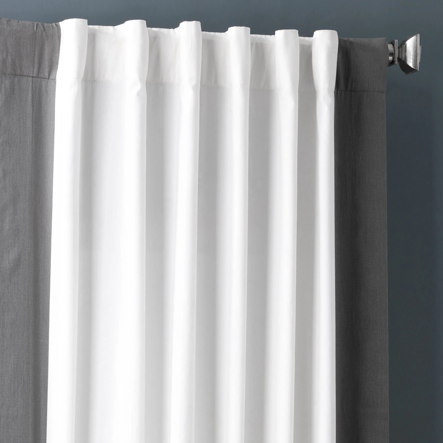Limone Printed Cotton Curtain Panel, 50" x 96", Warm Off-White/Gray
