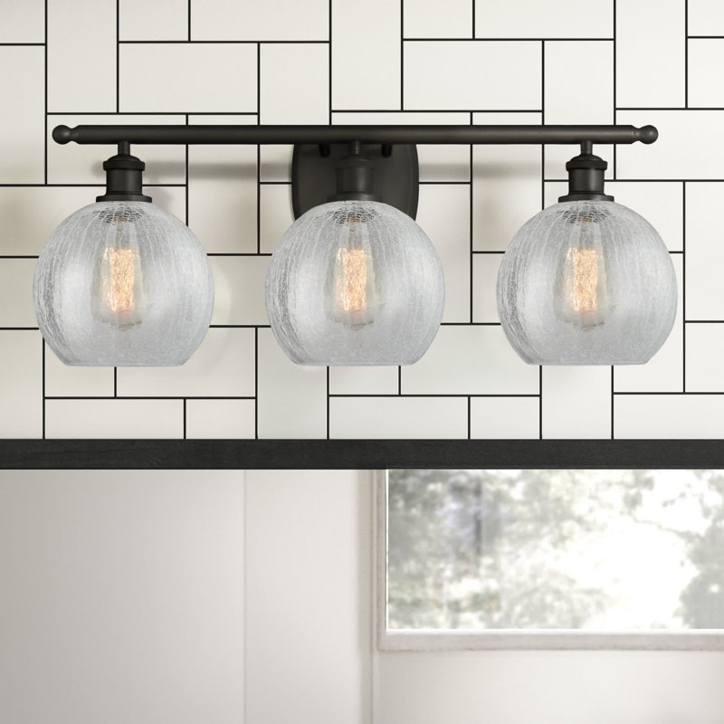 Éclairage de salle de bain à intensité variable à 3 lumières Baptista, Ampoule DEL 6 watts Vinage, Bronze huilé, Blanc mat