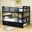 Lit superposé double au-dessus d'un lit double avec lit gigogne simple-559956396