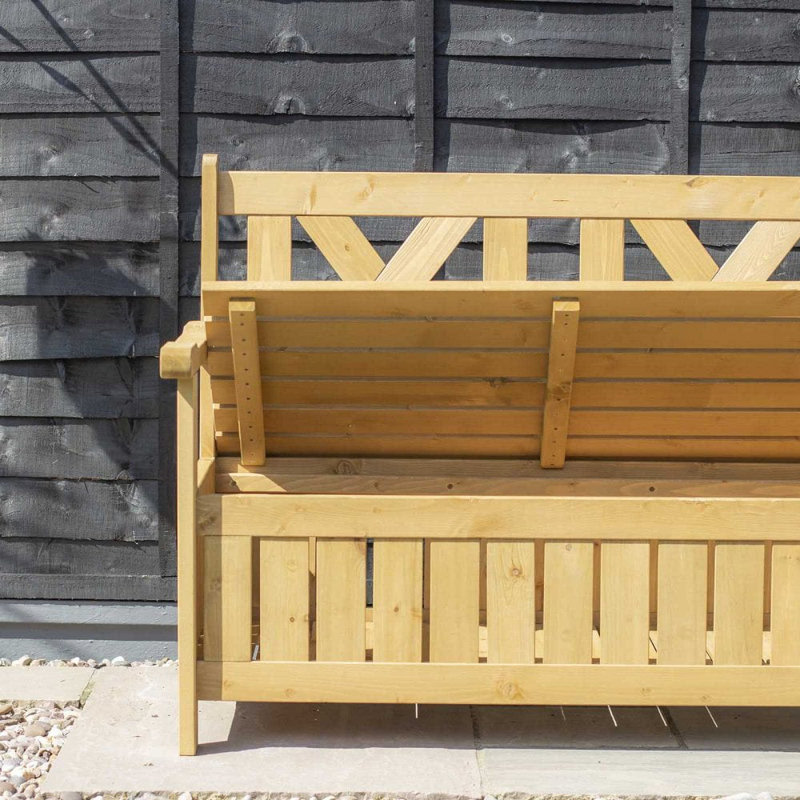 Wooden Under Seat Storage Bench, Natural