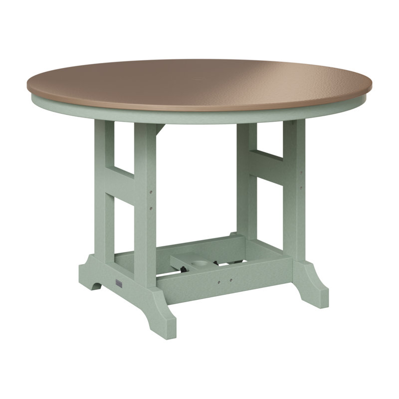 Garden Classic Outdoor Round Dining Table, Seafoam, 30.87" H x 48" W x 48" D, Hammered Top Bronze