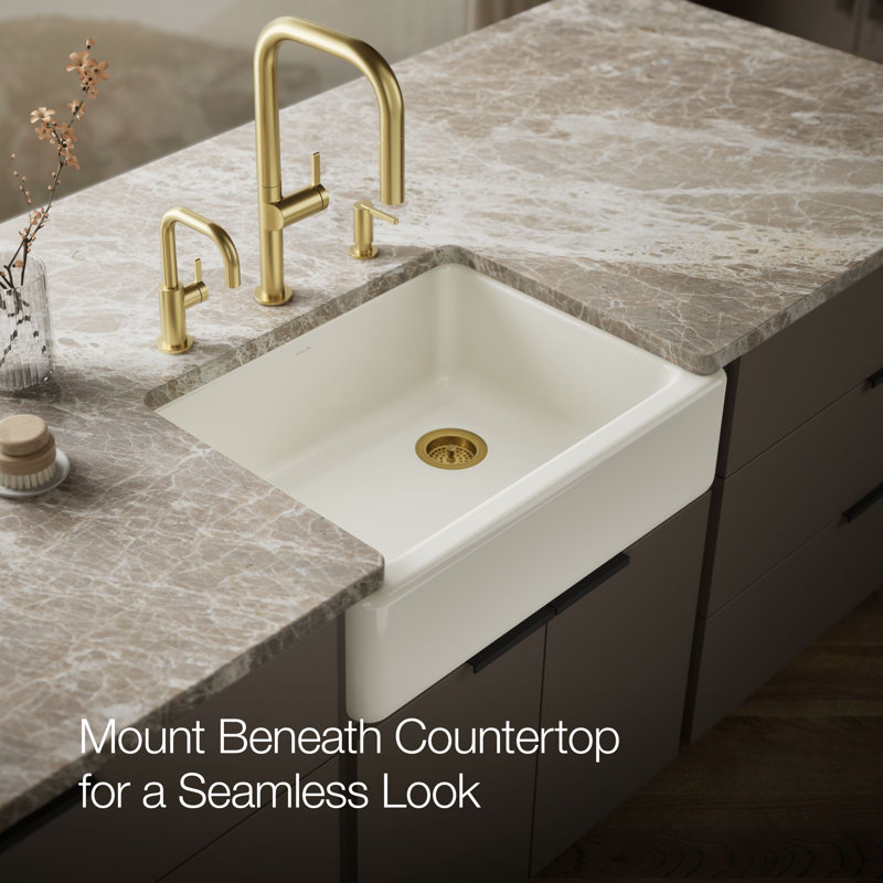 Whitehaven® 29.69" L x 21.69" W Farmhouse Single Bowl Kitchen Sink, Biscuit
