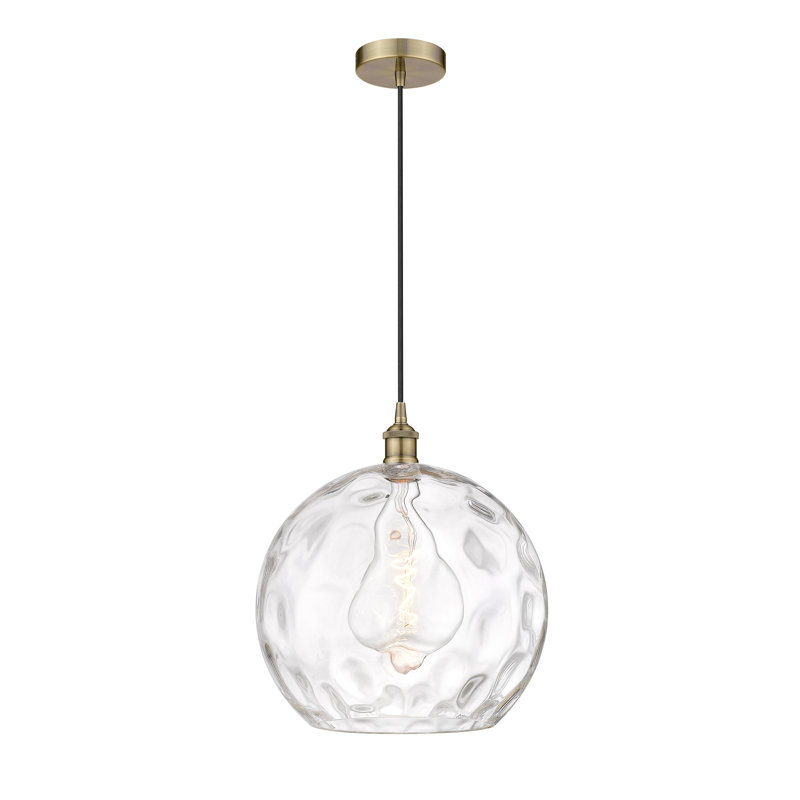 Luminaire suspendu simple à 1 lumière Ralph, Laiton antique, H 15,88 po x l 13 po x P 13 po