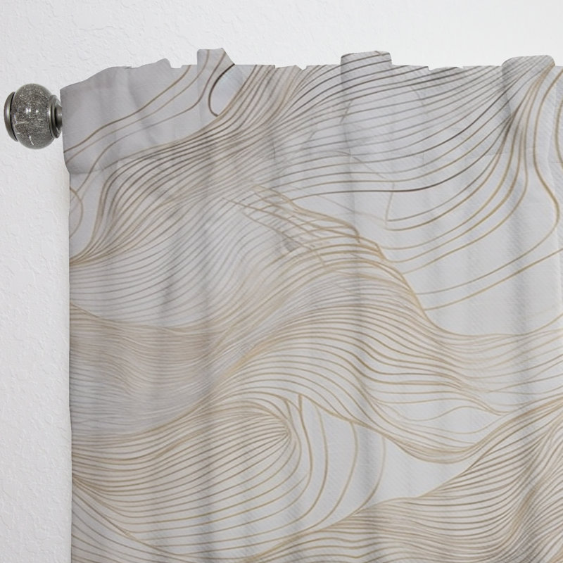 Habsburg - Gold And Grey Linear Expressions II - Modern Curtain - Velvet Room Darkening - 1 panel, 52" W x 108" L