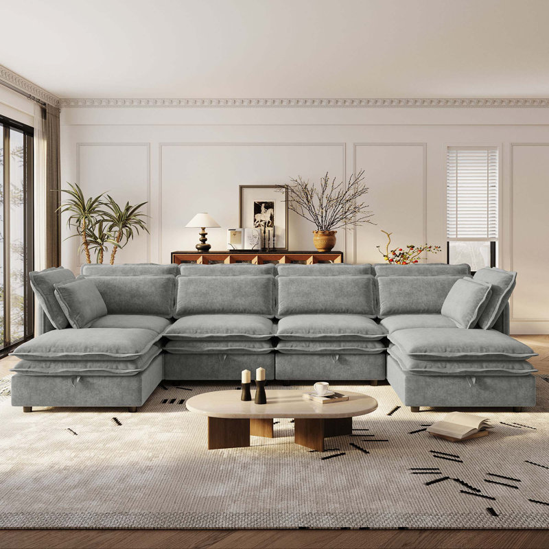 Canapé modulaire en U, Polyester gris