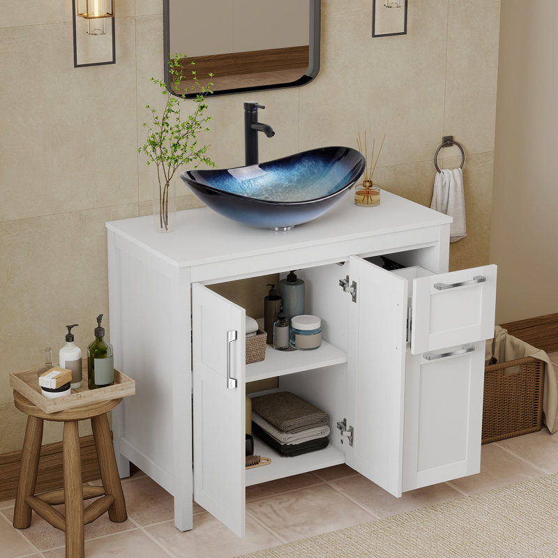 Ensemble de meuble-lavabo simple 36 po avec lavabo 36 po, Blanc
