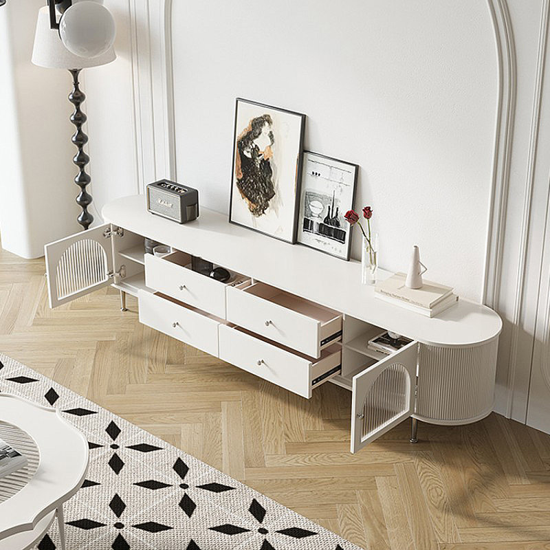 Meuble de rangement de style télé minimaliste de style français, H 19,29 po x L 86,61 po x l 15,75 po