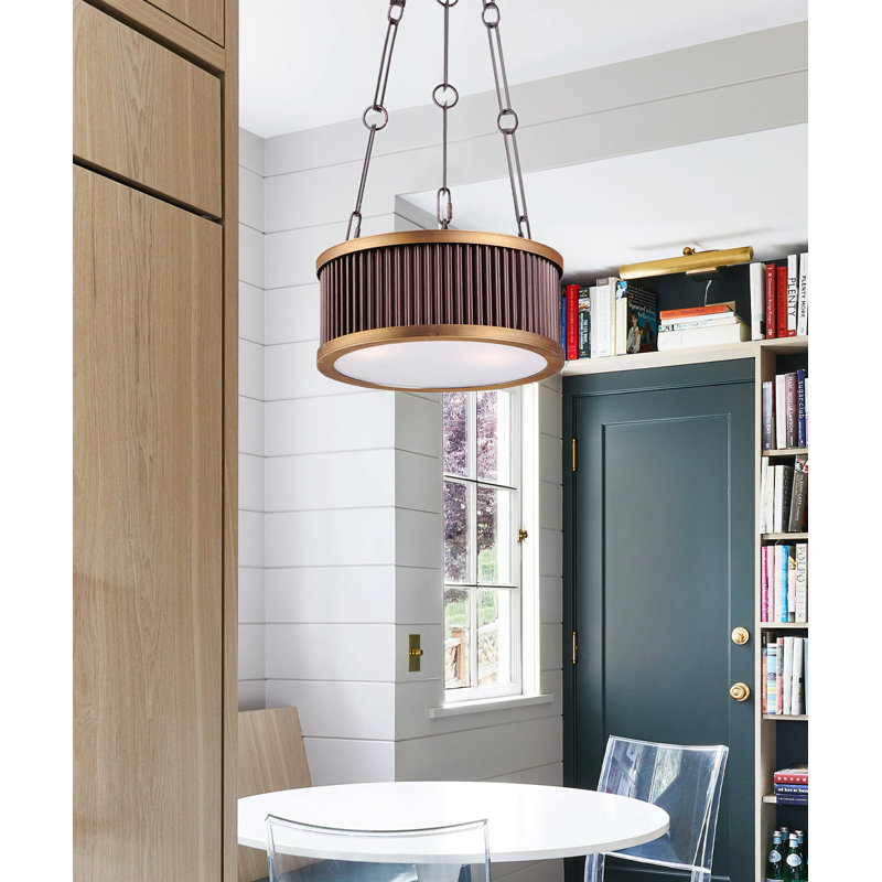 Lustre tambour 3 lumières Langton, Bronze huilé / laiton bruni