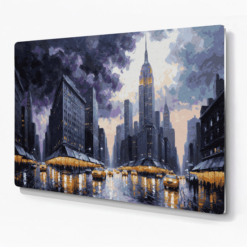 Art mural mauve en cités, villes, New York, H 8 po x l 10 po