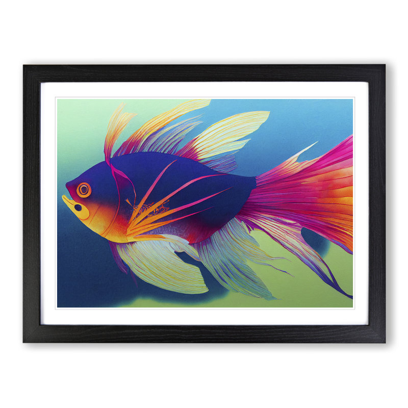 XH1022-3861X Fish Vol.3 1 Piece Single Picture Frame Wall Art, 25cm H x 34cm W x 2cm D, Black