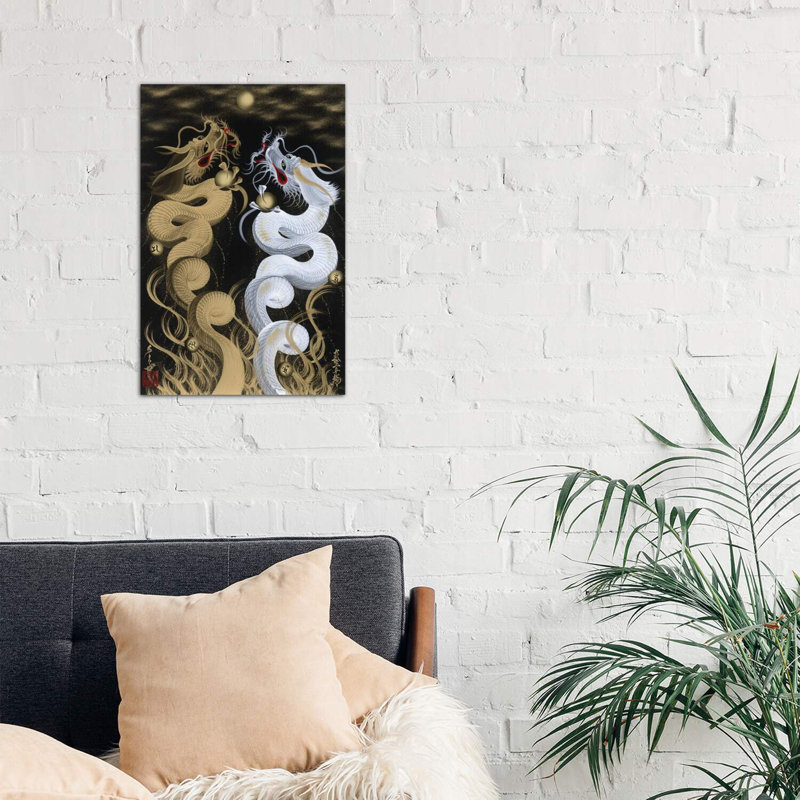 «Flying Twin Dragons» - reproduction, Toile tendue, H 26 po x l 18 po x 1,5 po