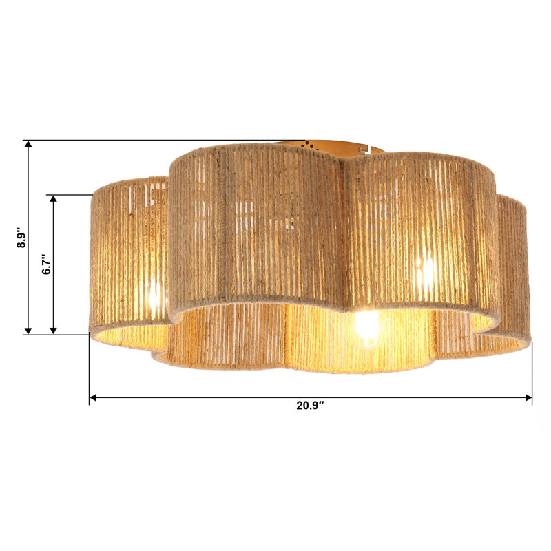 20.9" Boho Caged Ceiling Fan With Light Kit And Remote Control