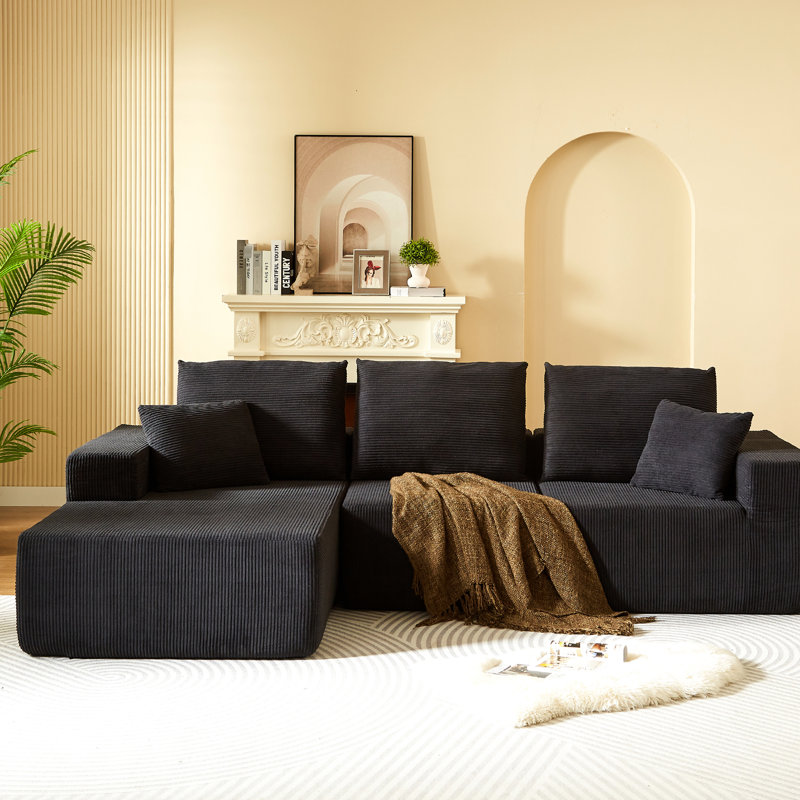 Canapé modulaire luxueux en velours côtelé avec conception modulaire et coussins moelleux pour un confort et une flexibilité ultimes