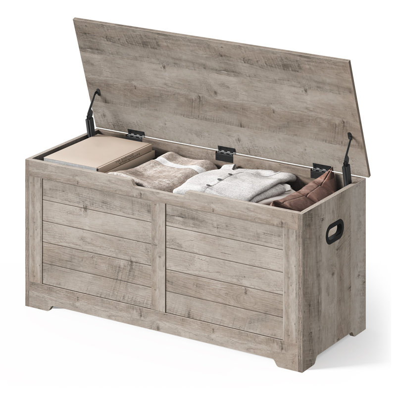 Kebra Flip-Top Manufactured Wood Storage Bench, 18.5" H x 39.8" W x 16" D, Heather Greige