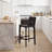Full Assembled 26"H Counter Stool, Saddle Leather Upholstered Bar Stool With Padded Seat, Counter Height Barstool With Metal Frame Footrest For Kitchen Island Bar Counter, Black-307711199-306793866