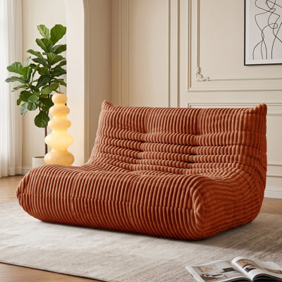 47"W Corduroy Bean Bag Sofa, 2-Seater Large Upholstered Loveseat & Floor Couch, Memory Foam Filled Ergonomic Bean Bag Chairs for Adults, Comfy Reading Sofa for Living Room Bedroom Dorm Office