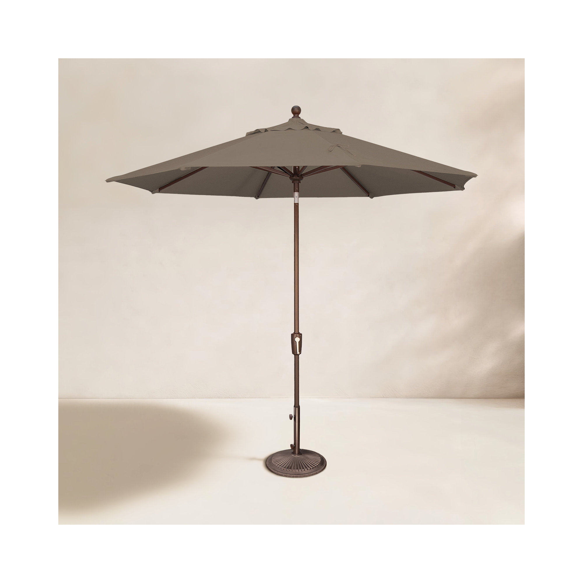 Canela 108'' Market Sunbrella® Umbrella, Taupe Canvas, Bronze