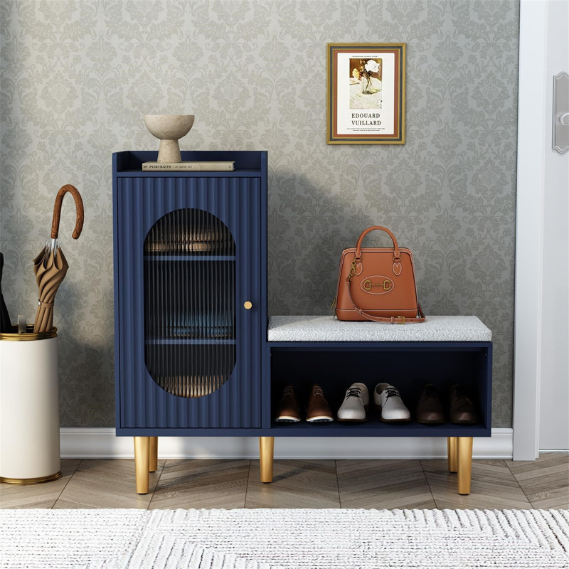 9 Pair Shoe Storage Cabinet, Blue