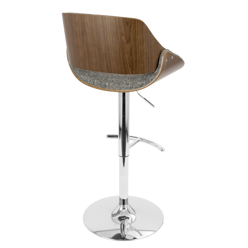 Ensemble de 3 tabourets pivotants réglables de style Mid-Century avec base chromée et détails noyer, 3
