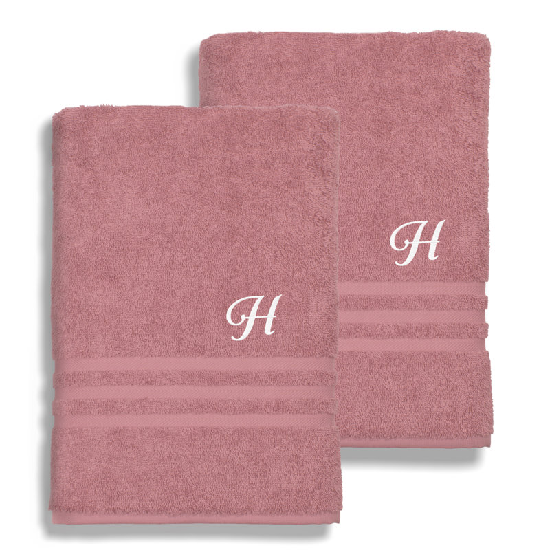 Ensemble de serviettes de bain 1 pièce en coton turc Denzi, Thé rose, H