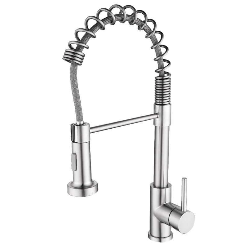 Robinet d'évier de cuisine en métal avec bec rétractable et 360 degrés, facile à contrôler la température du débit d'eau à poignée simple, tournant en métal, réglable