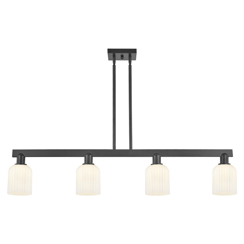 Downtown Urban - Alvarez - Luminaire suspendu pour îlot de cuisine 4 lumières 48 po - Abat-jour tourbillon déco, Noir mat