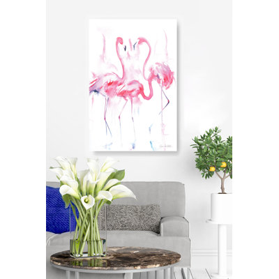 Flamant rose, aquarelle, sur fond blanc, oiseau