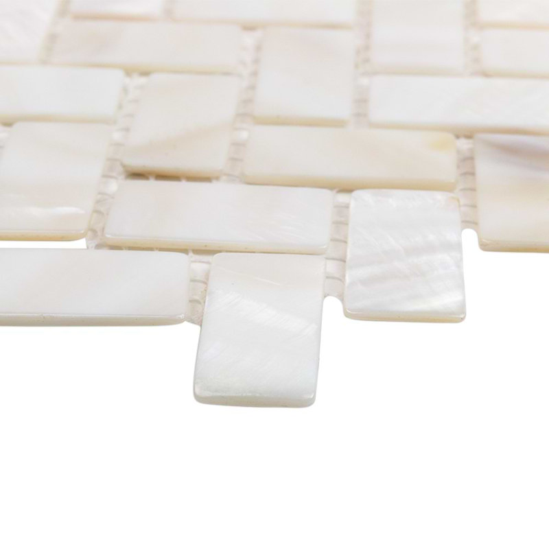 Oyster .5x1 Herringbone Polished Pearl Mosaic Tile