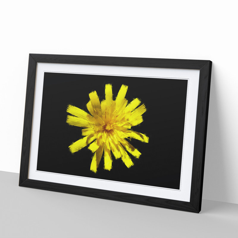 Yellow Flower - Picture Frame Graphic Art, 27cm H x 36cm W x 2cm D, Black Framed