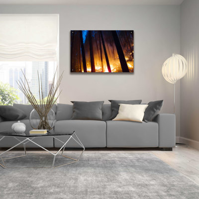 «Burning Forest» par Thomas Haney, art mural en verre acrylique