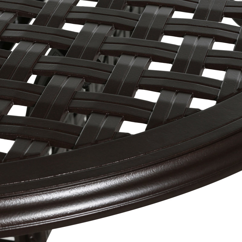 Double Lattice Cast Aluminum Bar Table, Black