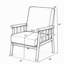 Fauteuil de style Mid-Century moderne de 25 po de large avec structure en bois massif et siège rembourré-480288275