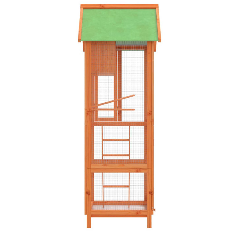 Tall Brown Pine Wood Outdoor Bird House with Ladder