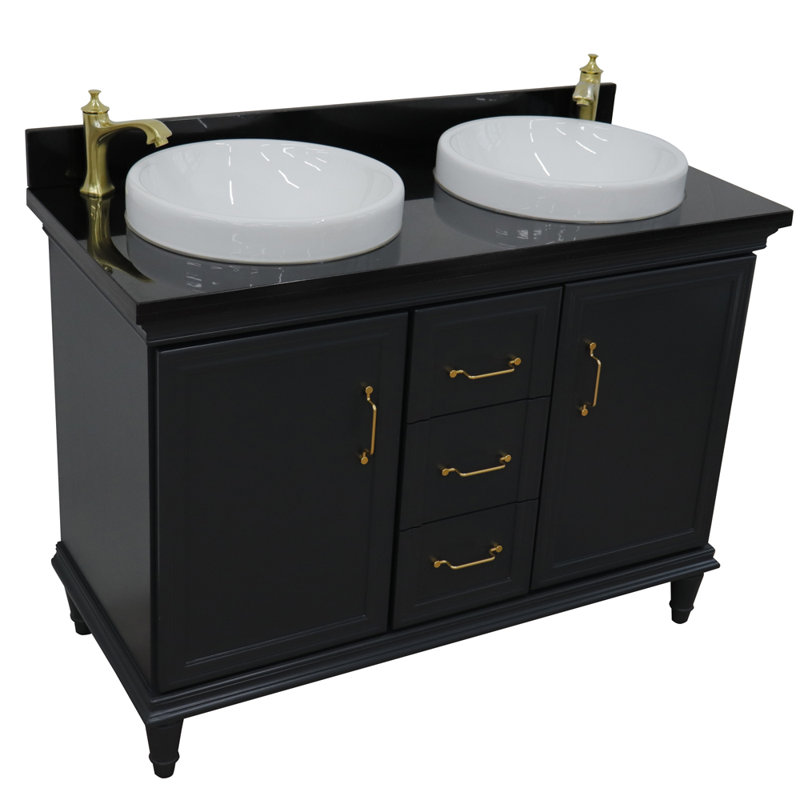 Ensemble de meuble-lavabo de salle de bain double 49 po Amare, Gris foncé