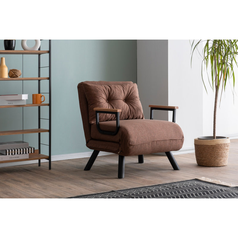 Fauteuil convertible Aakira, Lin brun clair