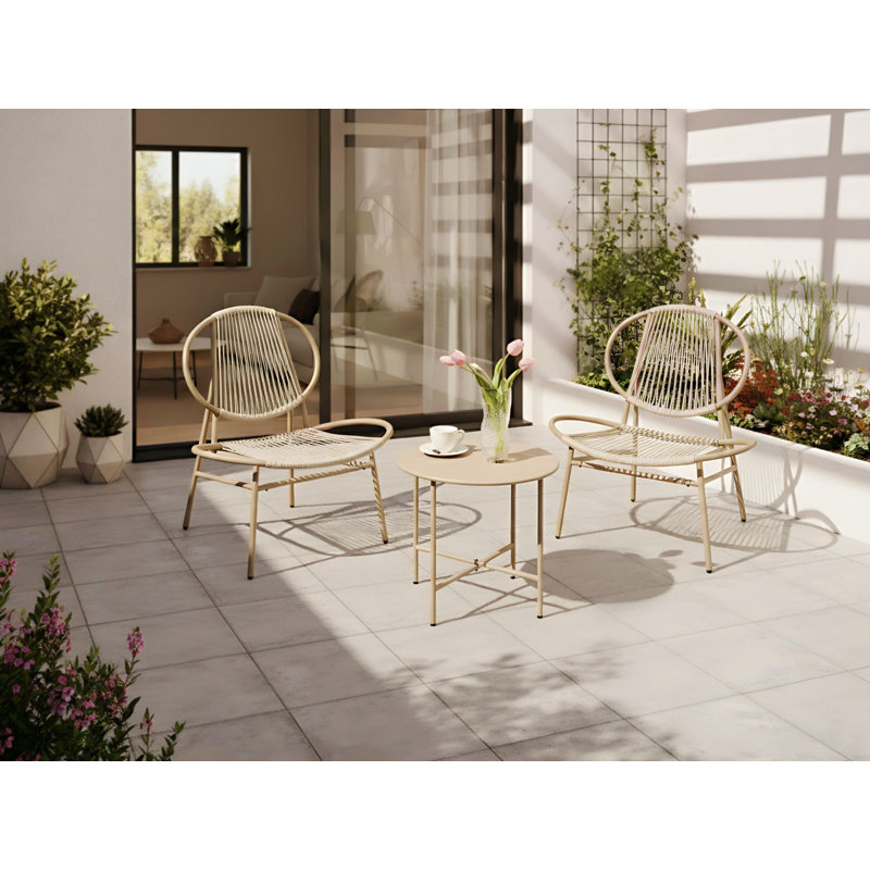 Bistro Set Ceyara PE Rattan Beige