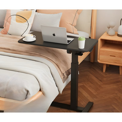Table à plateau réglable avec roulettes - Bureau d'ordinateur portable en forme de C pour le travail, les études et l'allaitement au lit