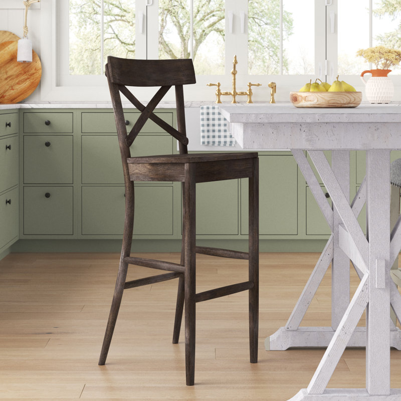 Zeitz Solid Wood Counter Stool with Solid Wood Frame, Bar Stool (29” Seat Height)