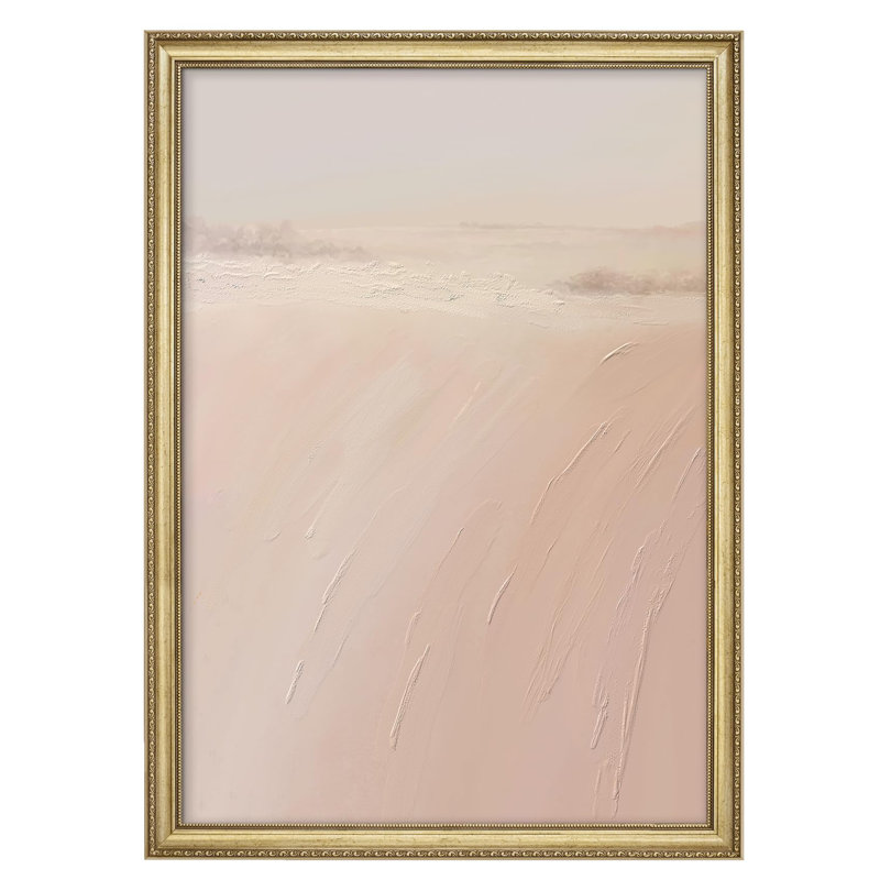"Doux rose abstrait paysage impressions impressionnisme or encadré décoration murale", Non
