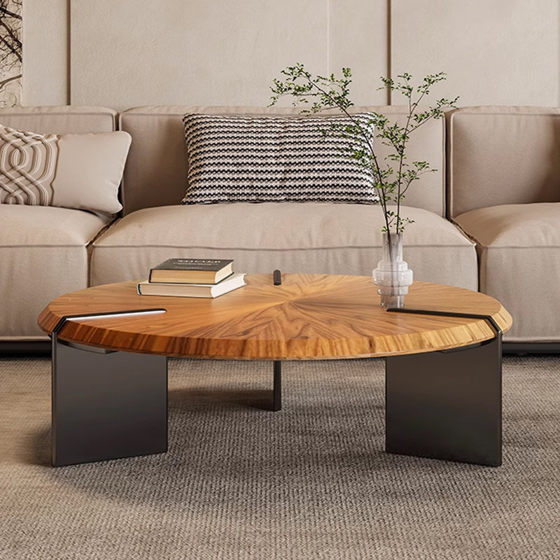Light luxury walnut-colored coffee table, 11.81" H x 35.43" L x 35.43" W