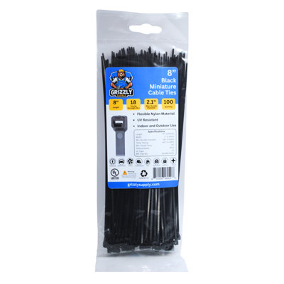 8" 18lb Miniature Cable Tie 100/bag