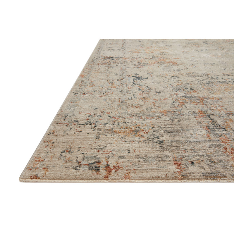 Kanesha Abstract Silver/Spice Area Rug, Rectangle 5' x 7'8"