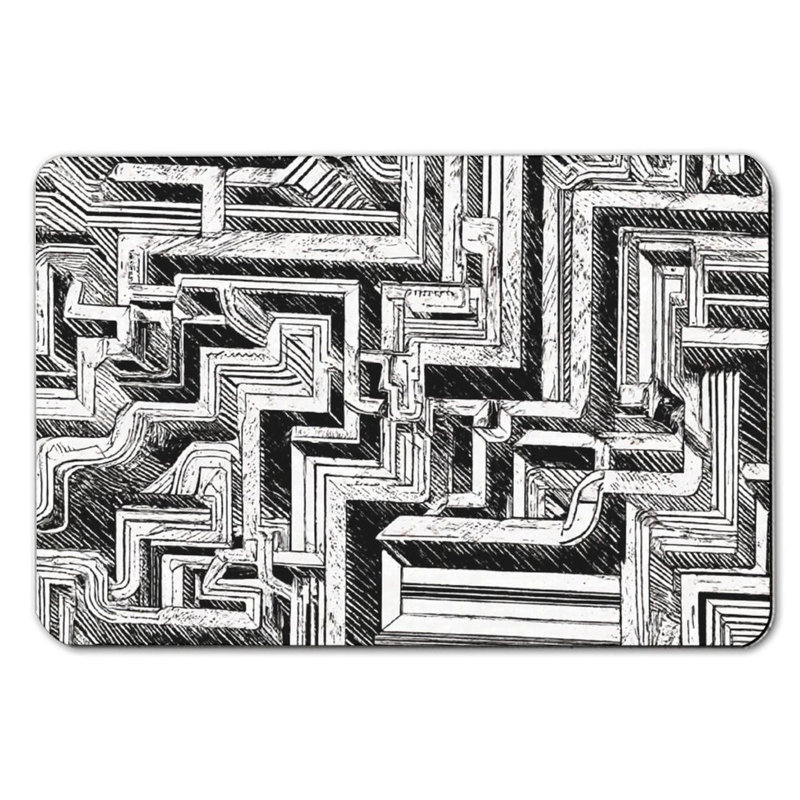 Tapis de bain noir et blanc à lignes géométriques, l 36 x L 24