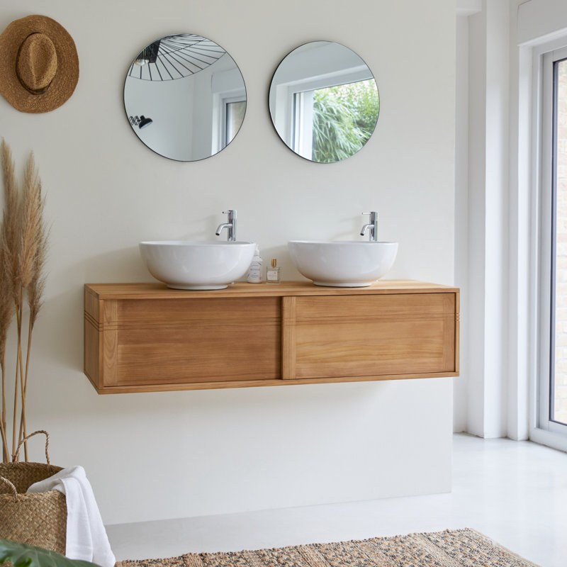 Basic 140cm Double Bathroom Vanity Base Only in Brown