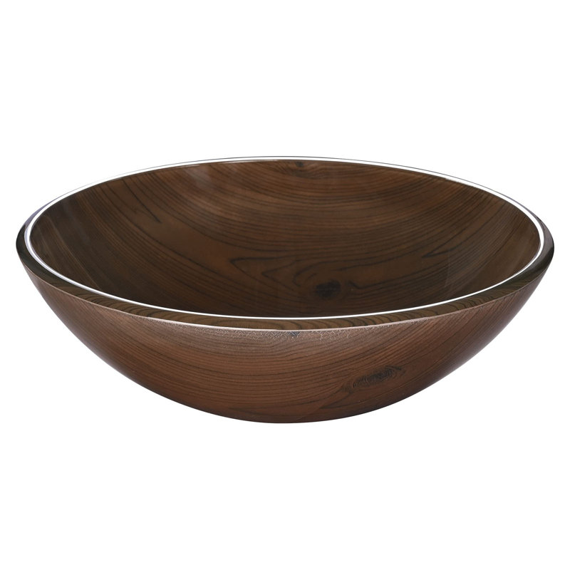 Tempered Glass Circular Vessel Bathroom Sink, Brown