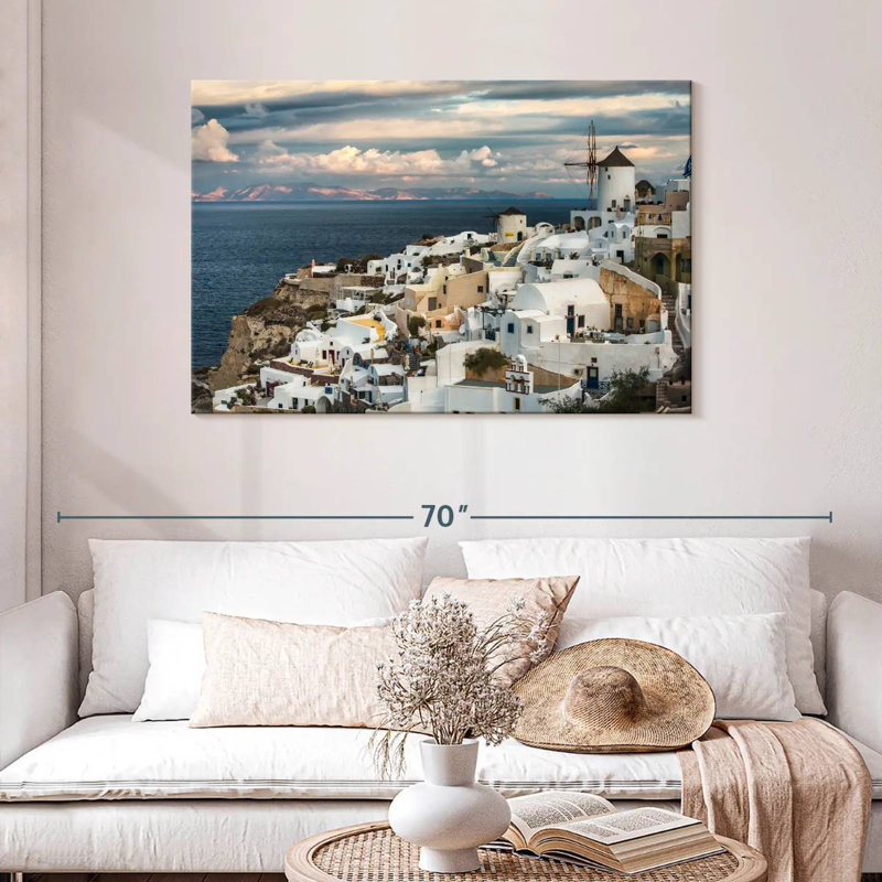 Coucher de soleil à Oia sur l'île de Santorin, H 30 po x l 45 po